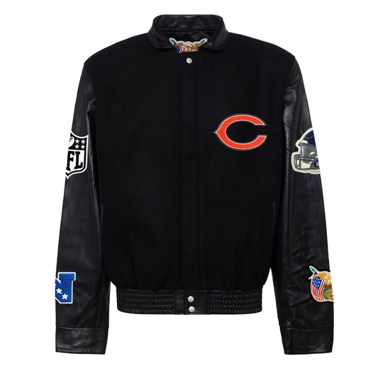 CHICAGO BEARS WOOL & LEATHER VARSITY JACKET Black/Black hover image