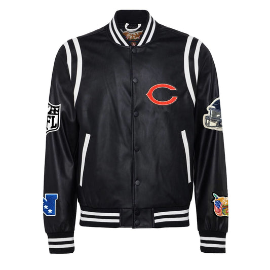 CHICAGO BEARS VEGAN LEATHER JACKET Black / White hover image