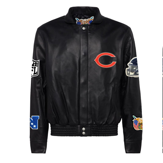 CHICAGO BEARS FULL LEATHER JACKET Black hover image
