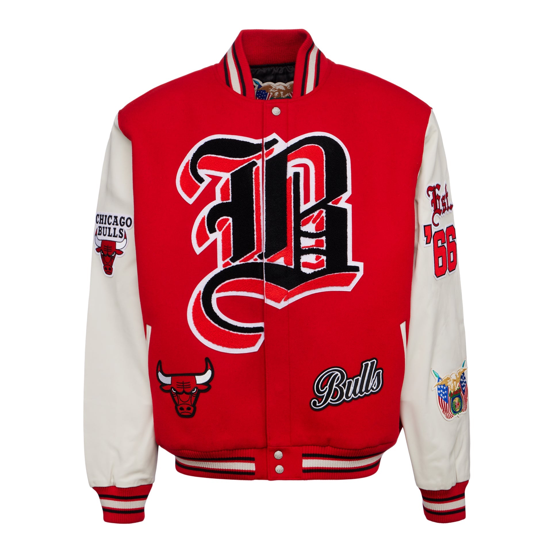 Chicago Bulls Red & Black Letterman Varsity Jacket