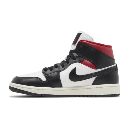 Women's Air Jordan 1 Mid, Black Sail Gym Red hover image