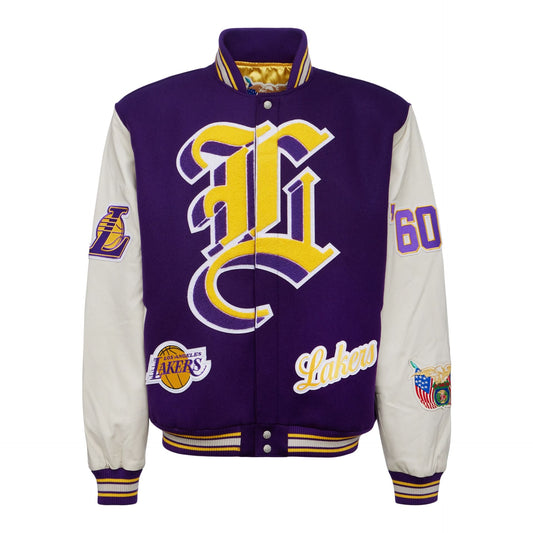 LA LAKERS WOOL & LEATHER VARSITY JACKET