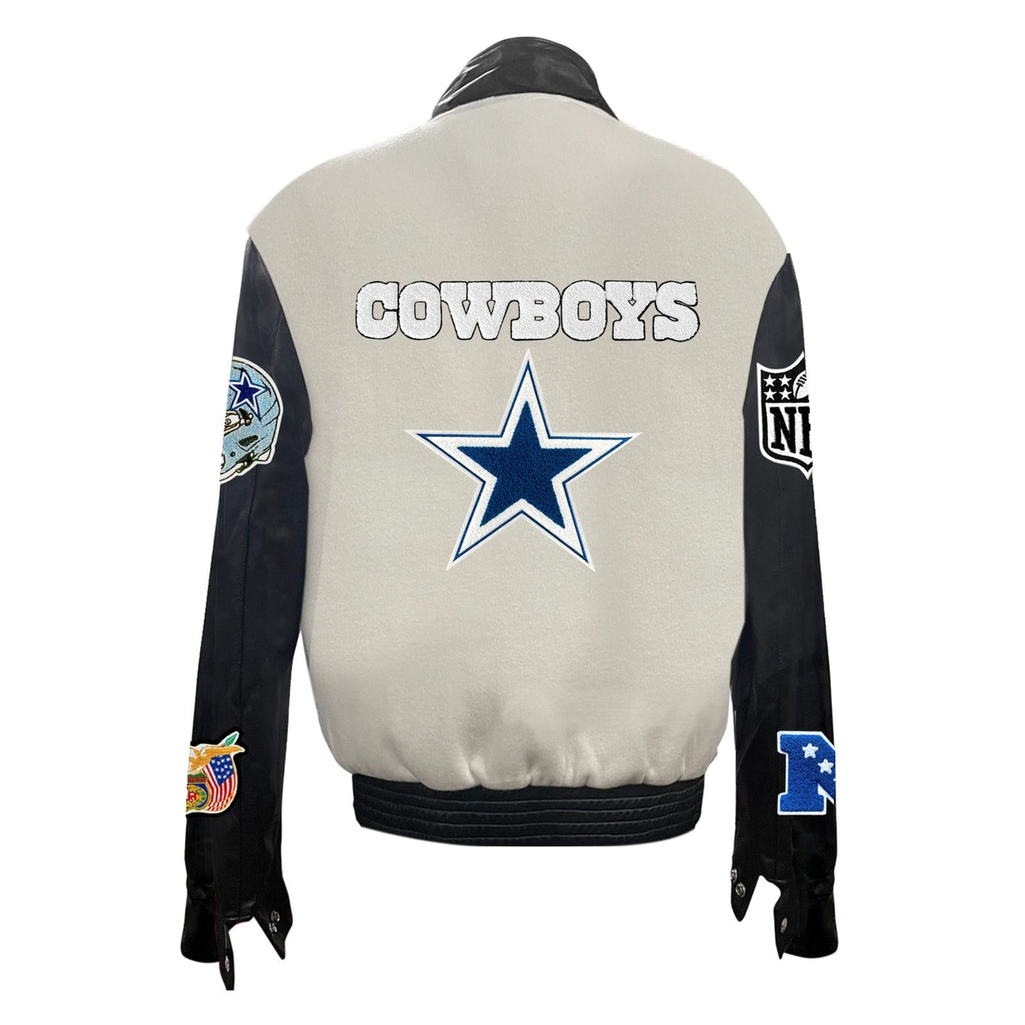 DALLAS COWBOYS WOOL & LEATHER VARSITY JACKET Off-White