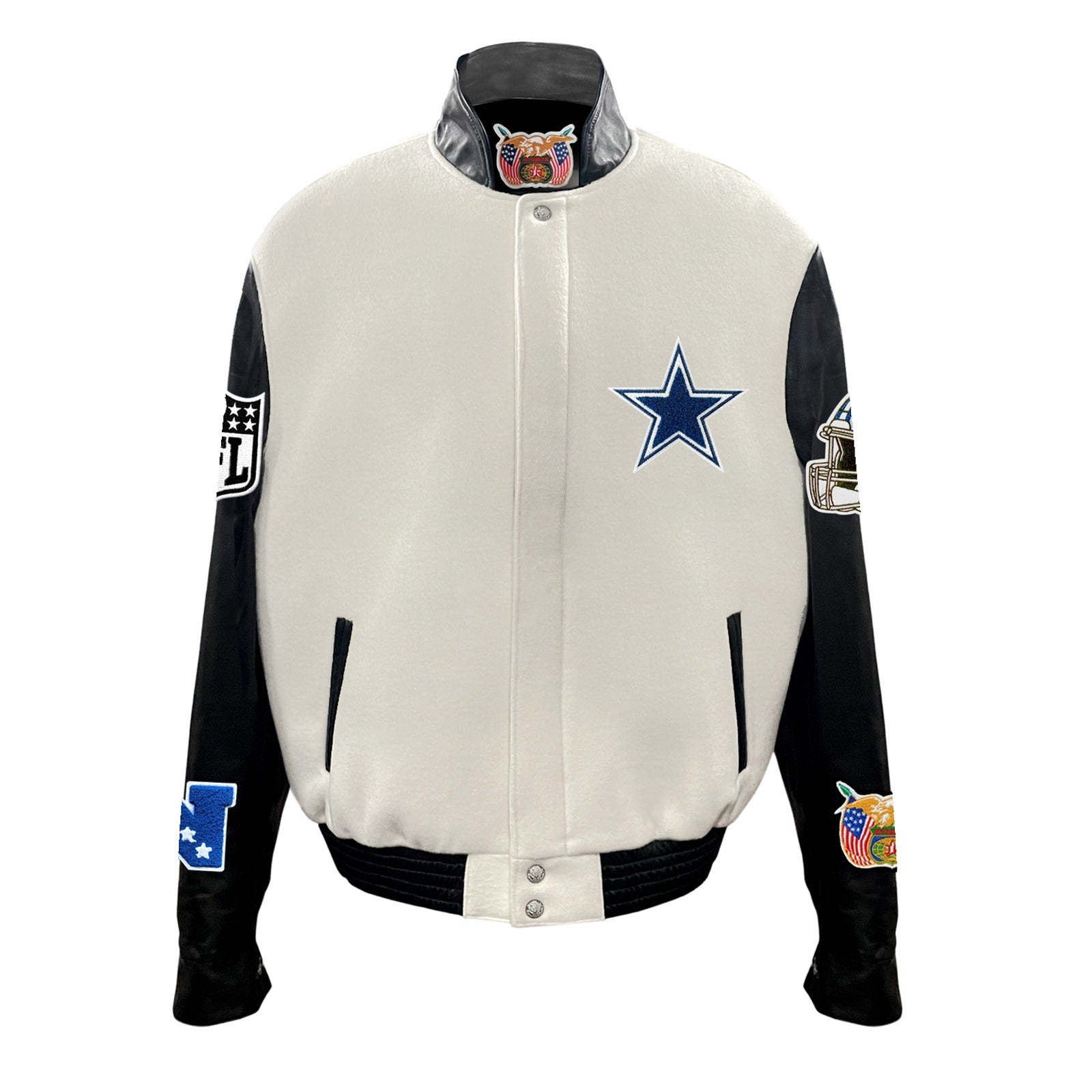 DALLAS COWBOYS WOOL & LEATHER VARSITY JACKET Off-White