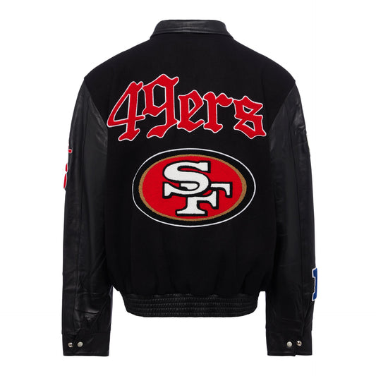 SAN FRANCISCO 49ERS WOOL & LEATHER VARSITY JACKET Black/Black hover image