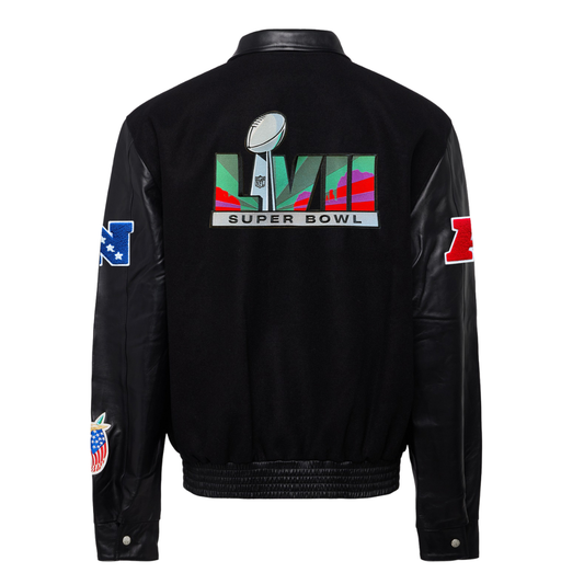 SUPER BOWL LVII WOOL & LEATHER VARSITY JACKET Black/Black hover image