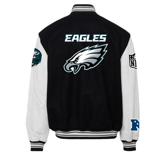 PHILADELPHIA EAGLES WOOL & LEATHER VARSITY JACKET Black/White