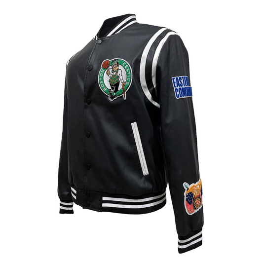 BOSTON CELTICS PLAYOFFS VEGAN LEATHER JACKET hover image