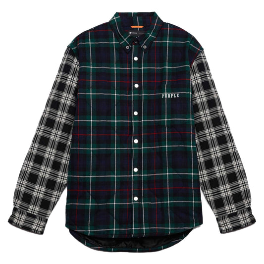 Purple-brand Quilted Plaid Shirt Mens Style : P313-qpgr122