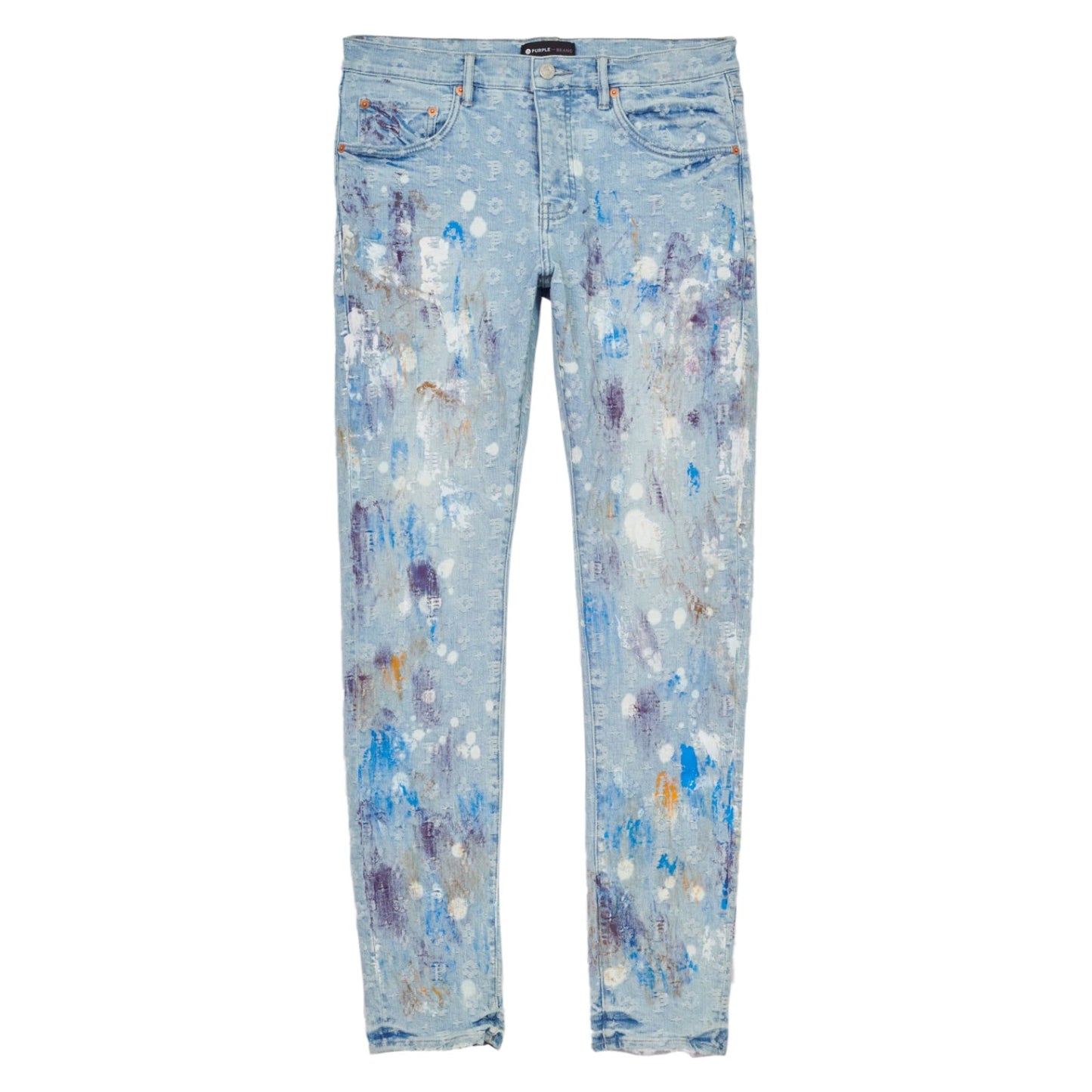 Purple-brand Paint Over Jacquard Monogram Jeans Mens Style : P001-lbpj222