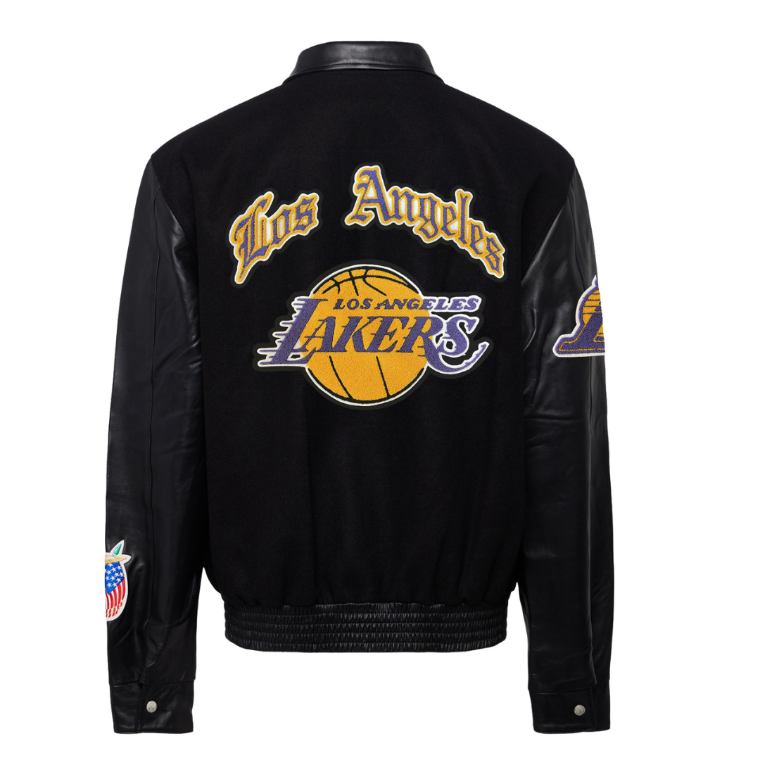 LOS ANGELES LAKERS WOOL & LEATHER JACKET Black with color