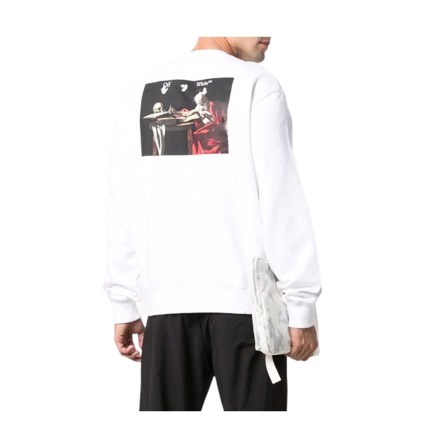 Off-white Caravag Paint Slim Crewneck Mens Style : Omba057c99fle00