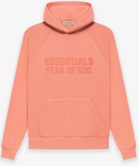 Essentials Multi Logo Print Sweatshirt  Mens Coral Hoodie Mens Style : Fgmh9013