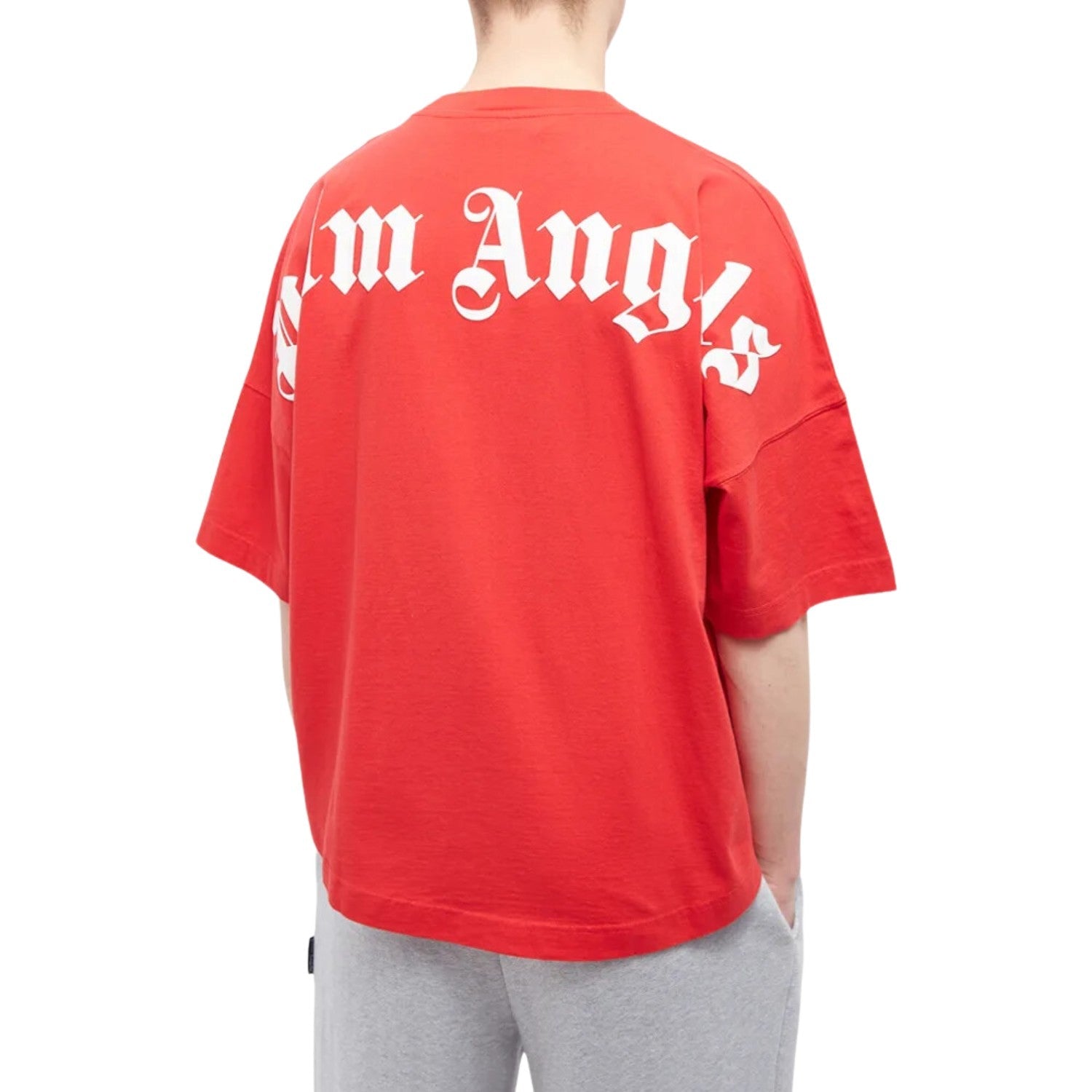 Palm Angels Mock Neck Logo T-Shirt Red/White