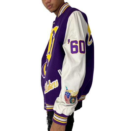 LA LAKERS WOOL & LEATHER VARSITY JACKET hover image