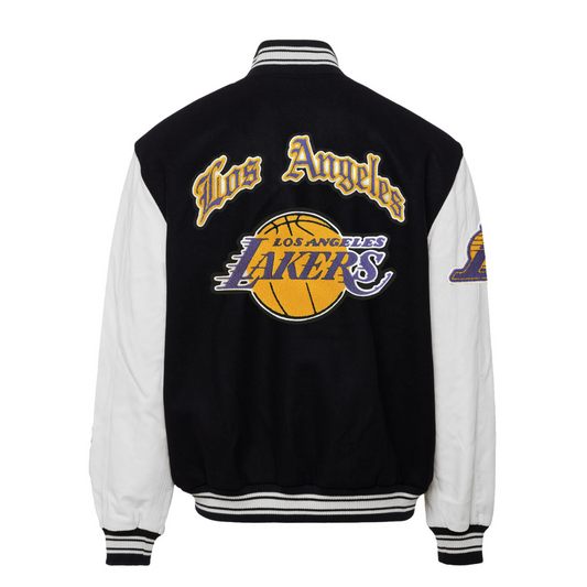 LOS ANGELES LAKERS WOOL & LEATHER VARSITY JACKET White with color hover image