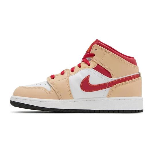 Air Jordan 1 Mid (GS), Light Curry Cardinal Red hover image