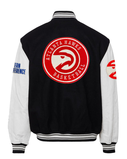 ATLANTA HAWKS WOOL & LEATHER VARSITY JACKET Black / White