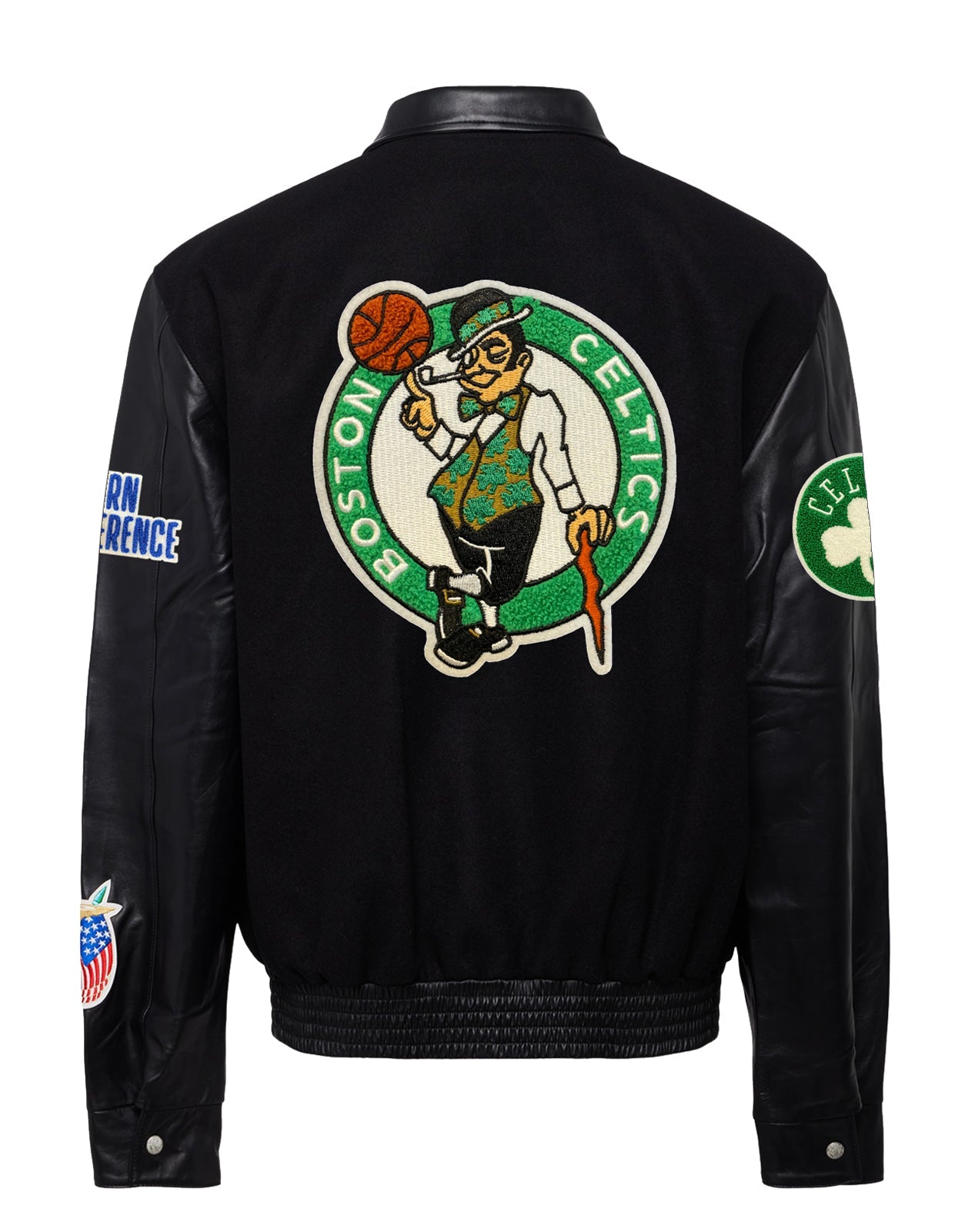 BOSTON CELTICS WOOL & LEATHER JACKET Black