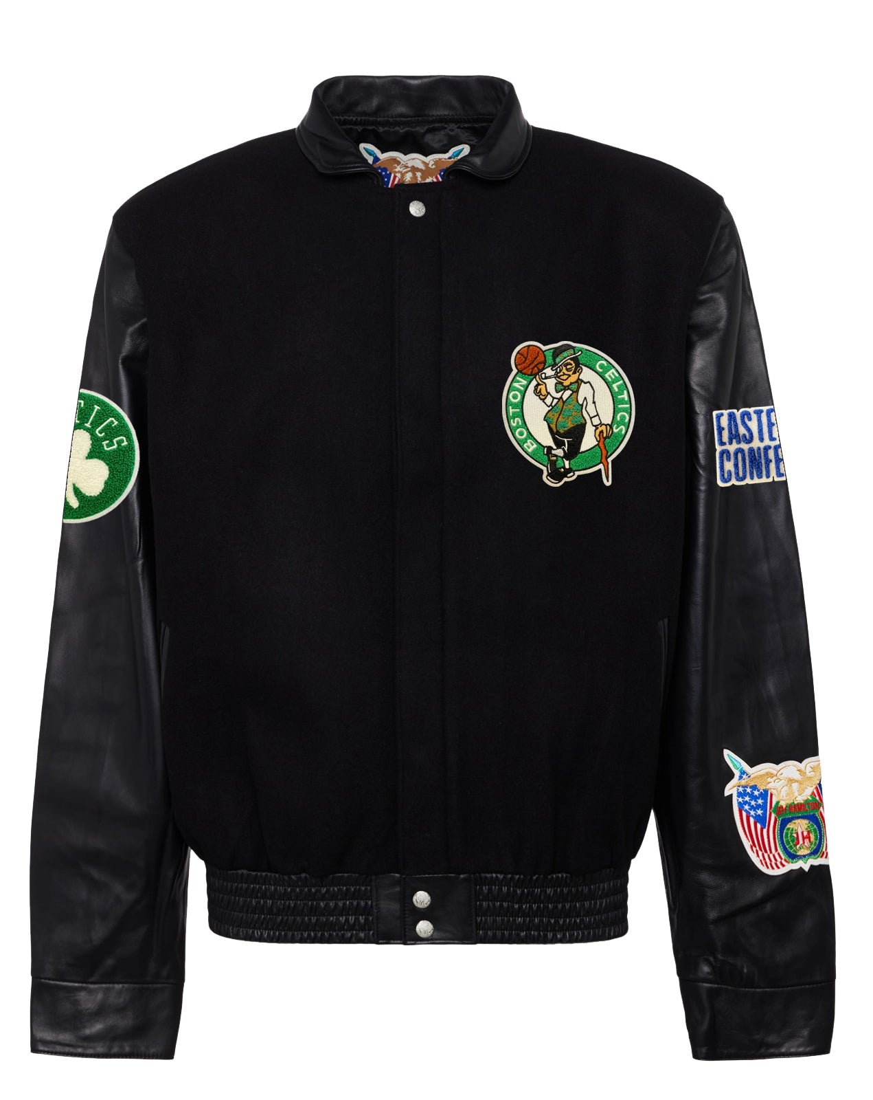 BOSTON CELTICS WOOL & LEATHER JACKET Black