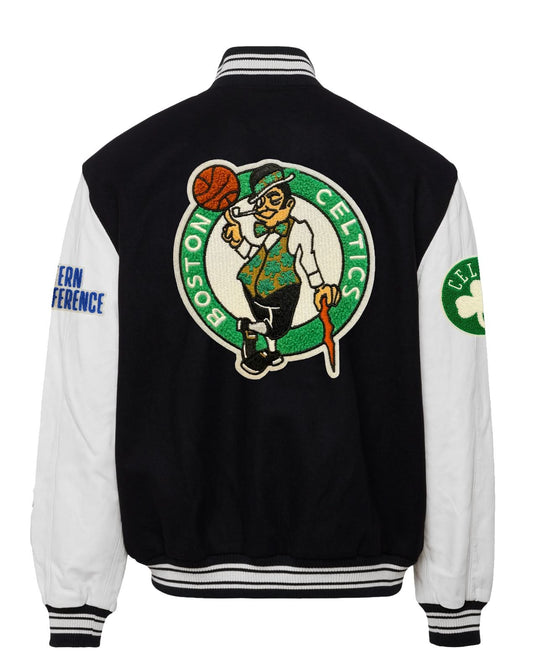 BOSTON CELTICS WOOL & LEATHER VARSITY JACKET Black / White