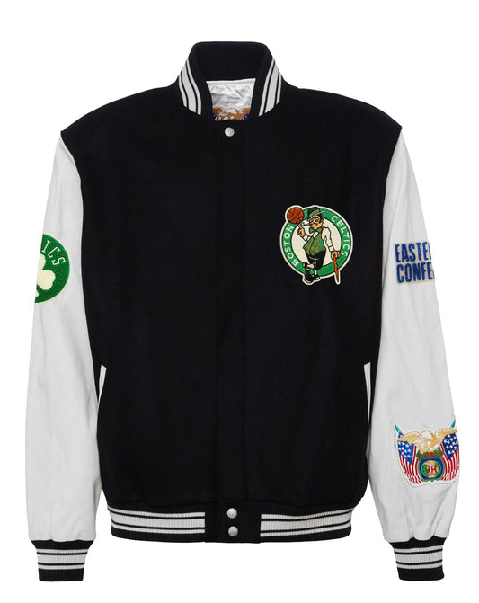 BOSTON CELTICS WOOL & LEATHER VARSITY JACKET Black / White hover image