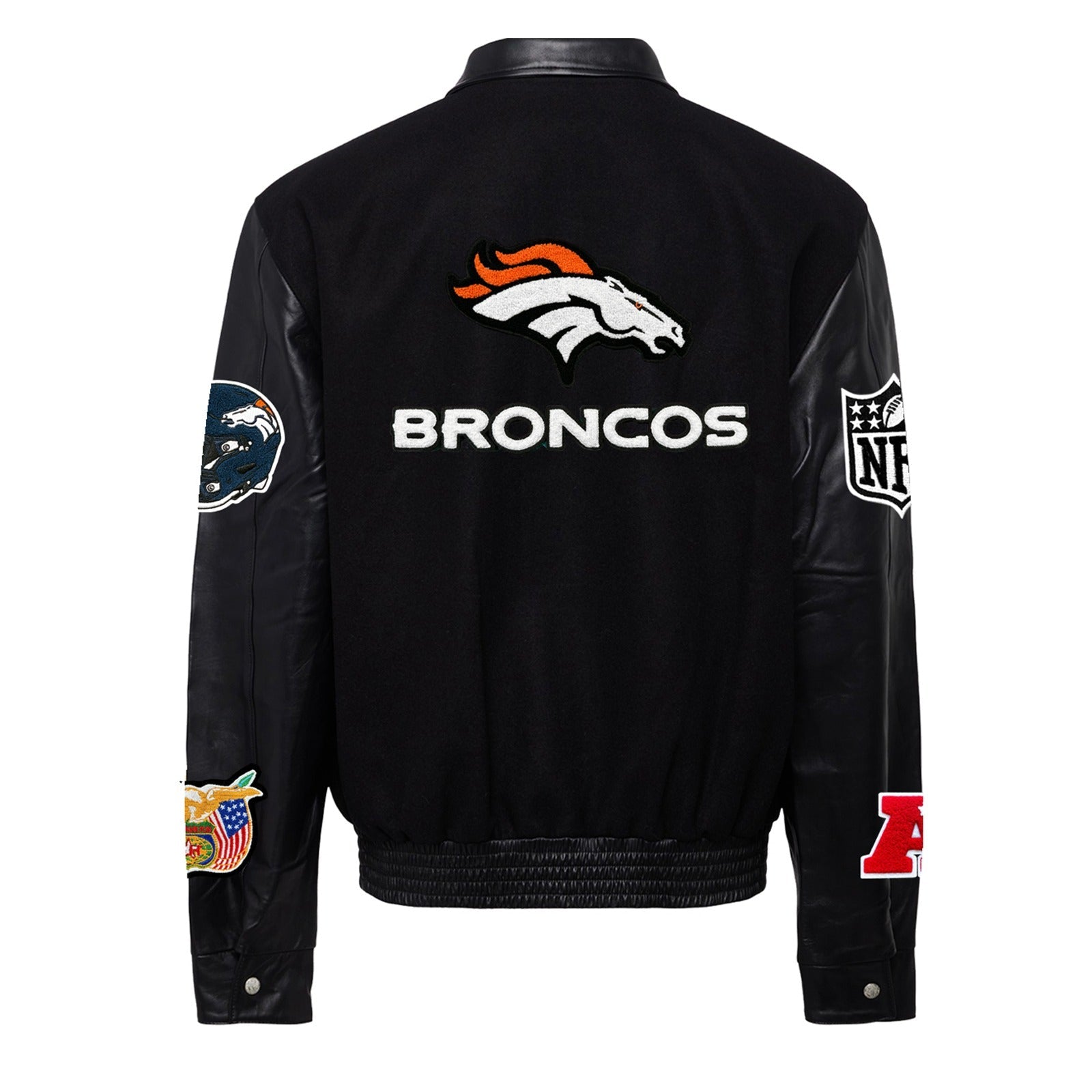 DENVER BRONCOS WOOL & LEATHER VARSITY JACKET Black/Black