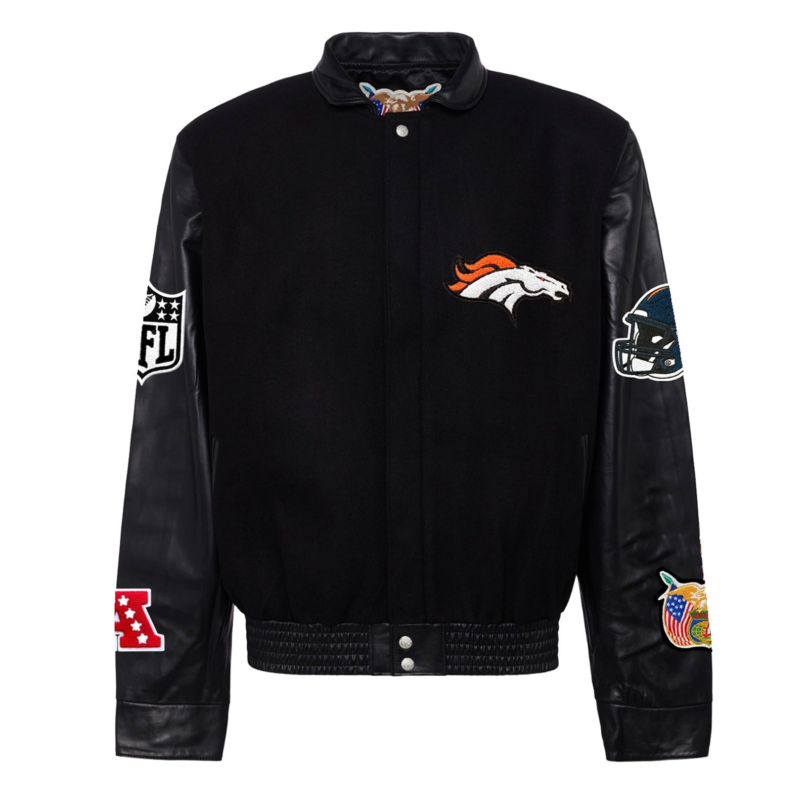 DENVER BRONCOS WOOL & LEATHER VARSITY JACKET Black/Black