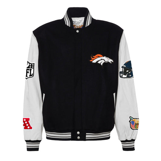 DENVER BRONCOS WOOL & LEATHER VARSITY JACKET Black/White hover image