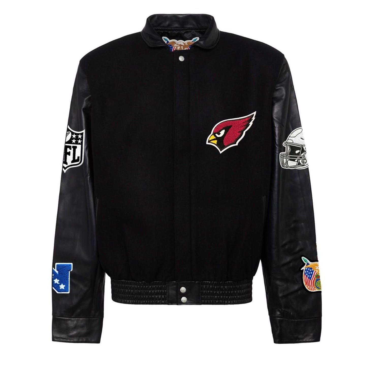 ARIZONA CARDINALS WOOL & LEATHER VARSITY JACKET Black/Black