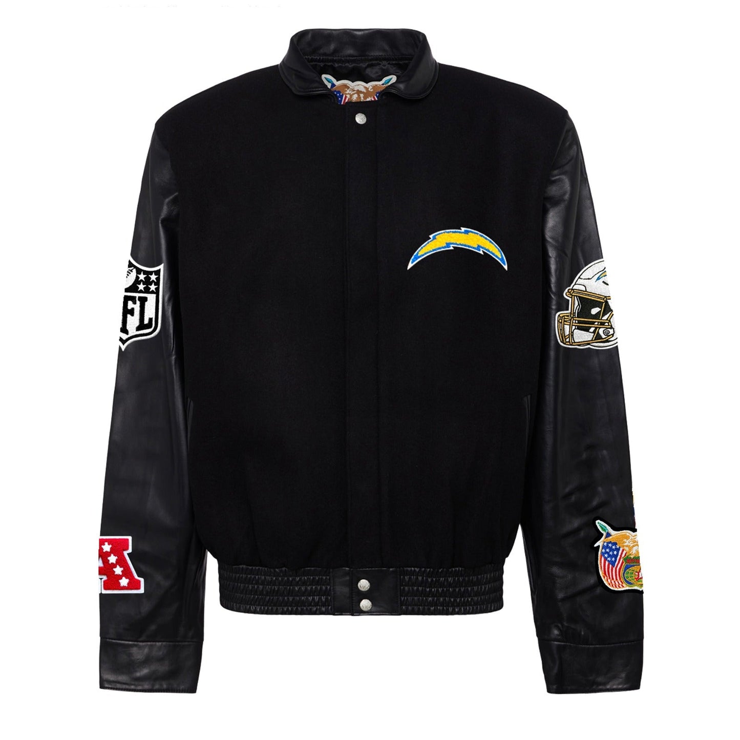 LOS ANGELES CHARGERS WOOL & LEATHER VARSITY JACKET Black/Black