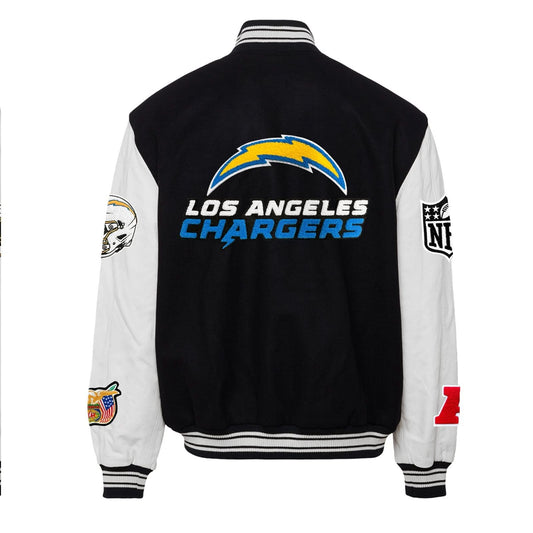 LOS ANGELES CHARGERS WOOL & LEATHER VARSITY JACKET Black/White