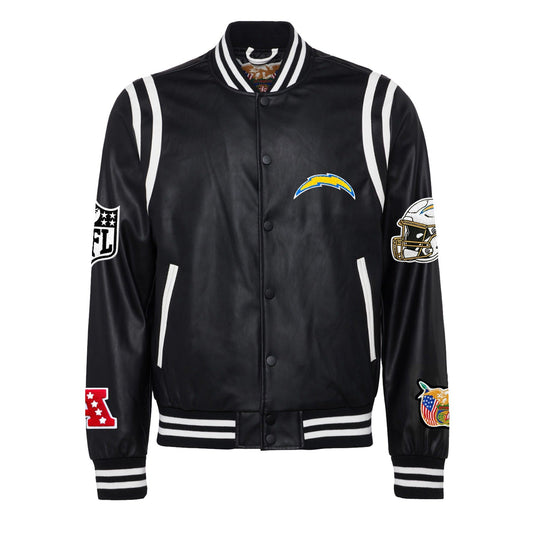 LOS ANGELES CHARGERS VEGAN LEATHER JACKET Black / White hover image