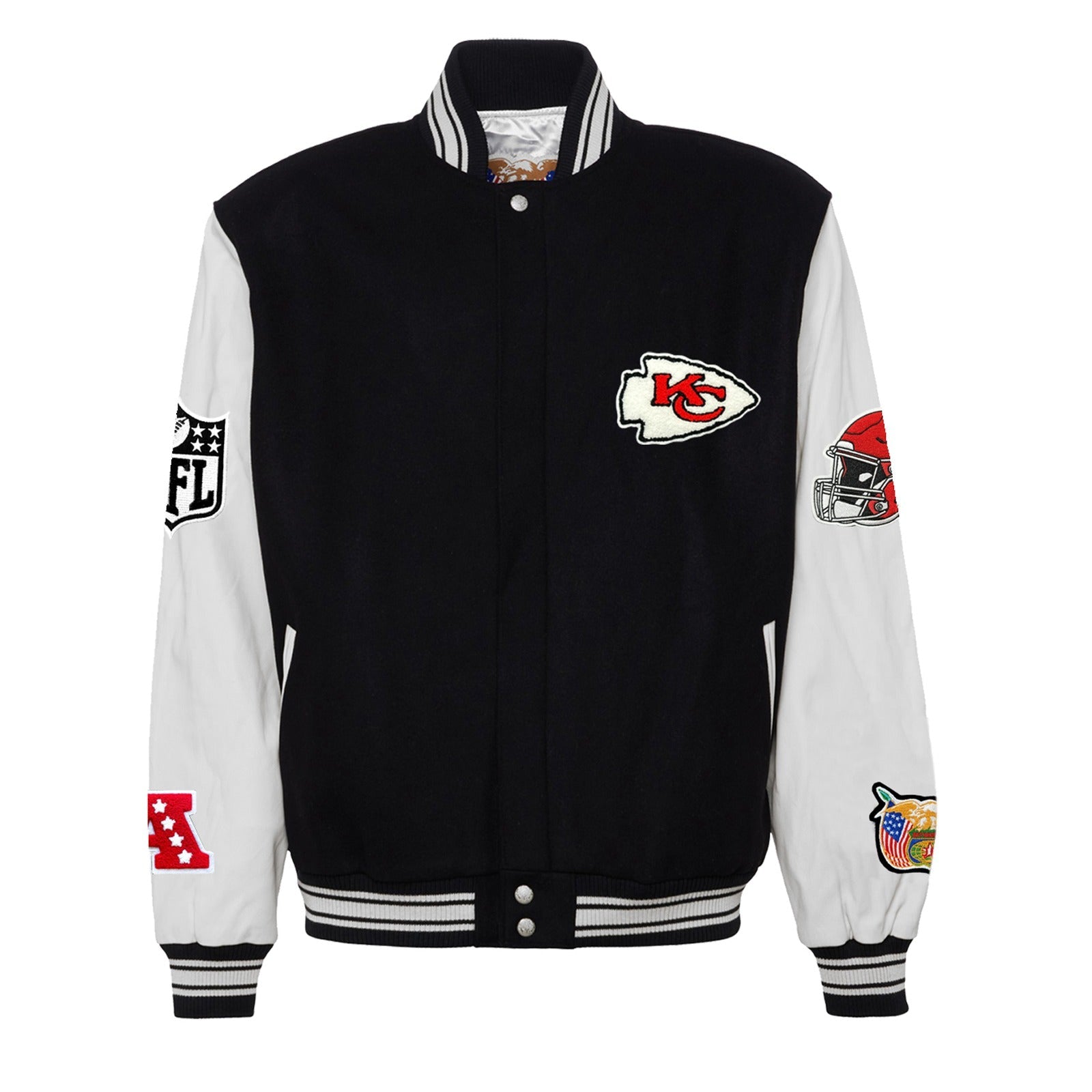 KANSAS CITY CHIEFS WOOL & LEATHER VARSITY JACKET Black/White