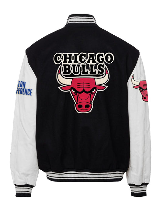 CHICAGO BULLS WOOL & LEATHER VARSITY JACKET Black / White