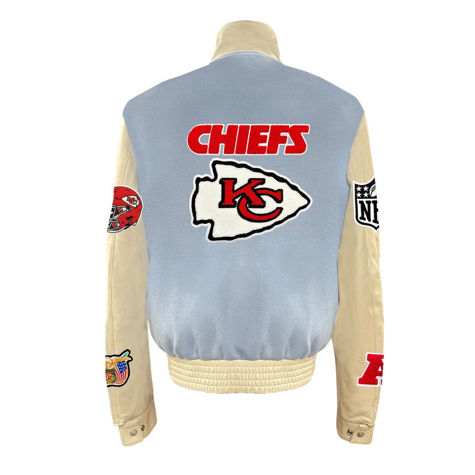 KANSAS CITY CHIEFS WOOL & LEATHER VARSITY JACKET Baby Blue