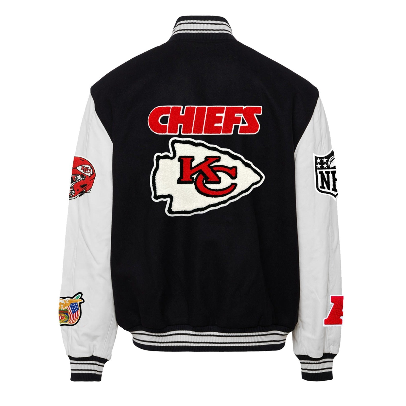 KANSAS CITY CHIEFS WOOL & LEATHER VARSITY JACKET Black/White