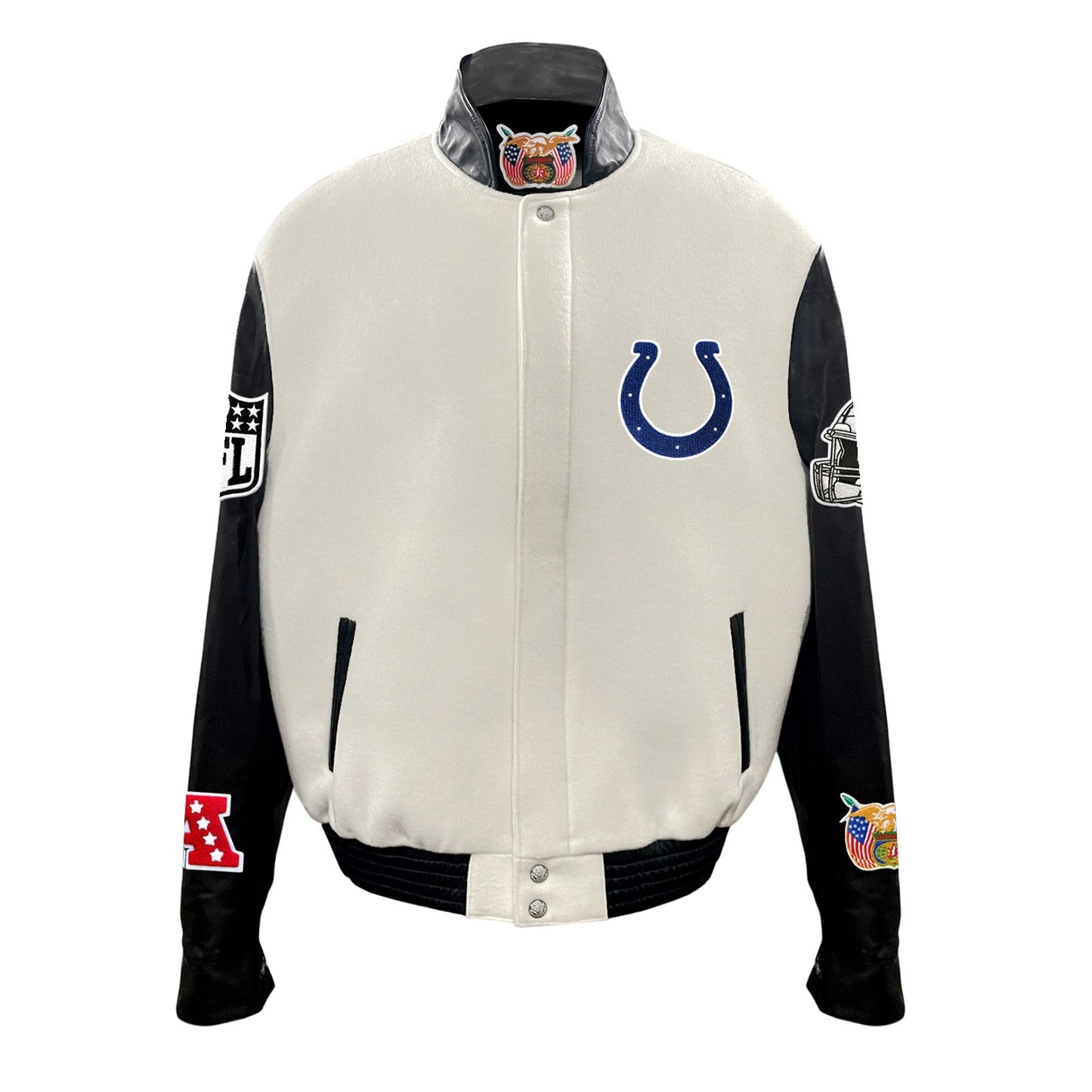 INDIANAPOLIS COLTS WOOL & LEATHER VARSITY JACKET Off White/Black