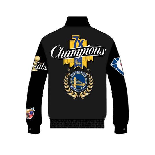 GOLDEN STATE WARRIORS 7TH CHAMPIONSHIP WOOL & LEATHER JACKET hover image