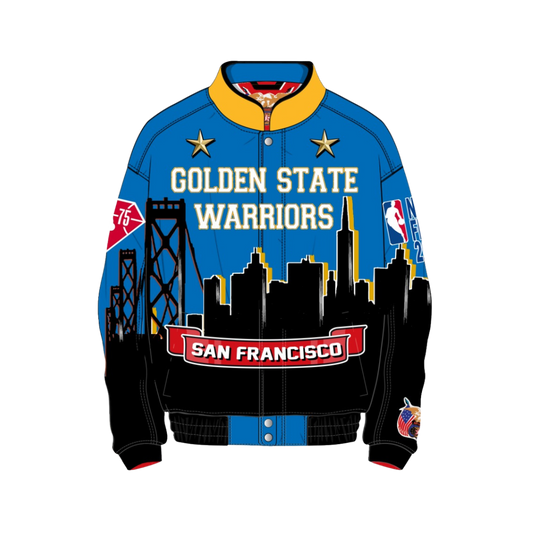 GOLDEN STATE WARRIORS 7TH CHAMPIONSHIP VEGAN LEATHER JACKET