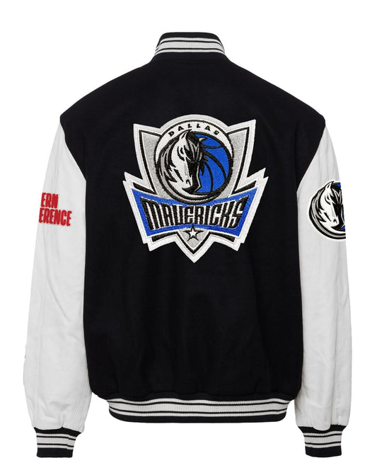 DALLAS MAVERICKS WOOL & LEATHER VARSITY JACKET Black / White