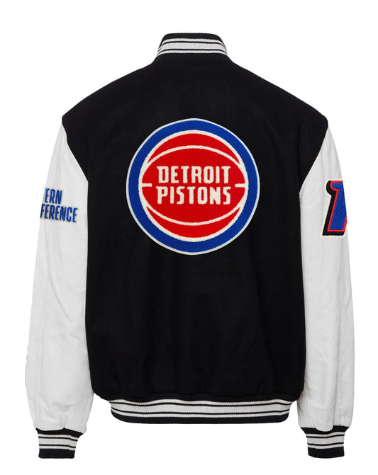 DETROIT PISTONS WOOL & LEATHER VARSITY JACKET Black / White