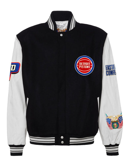 DETROIT PISTONS WOOL & LEATHER VARSITY JACKET Black / White hover image