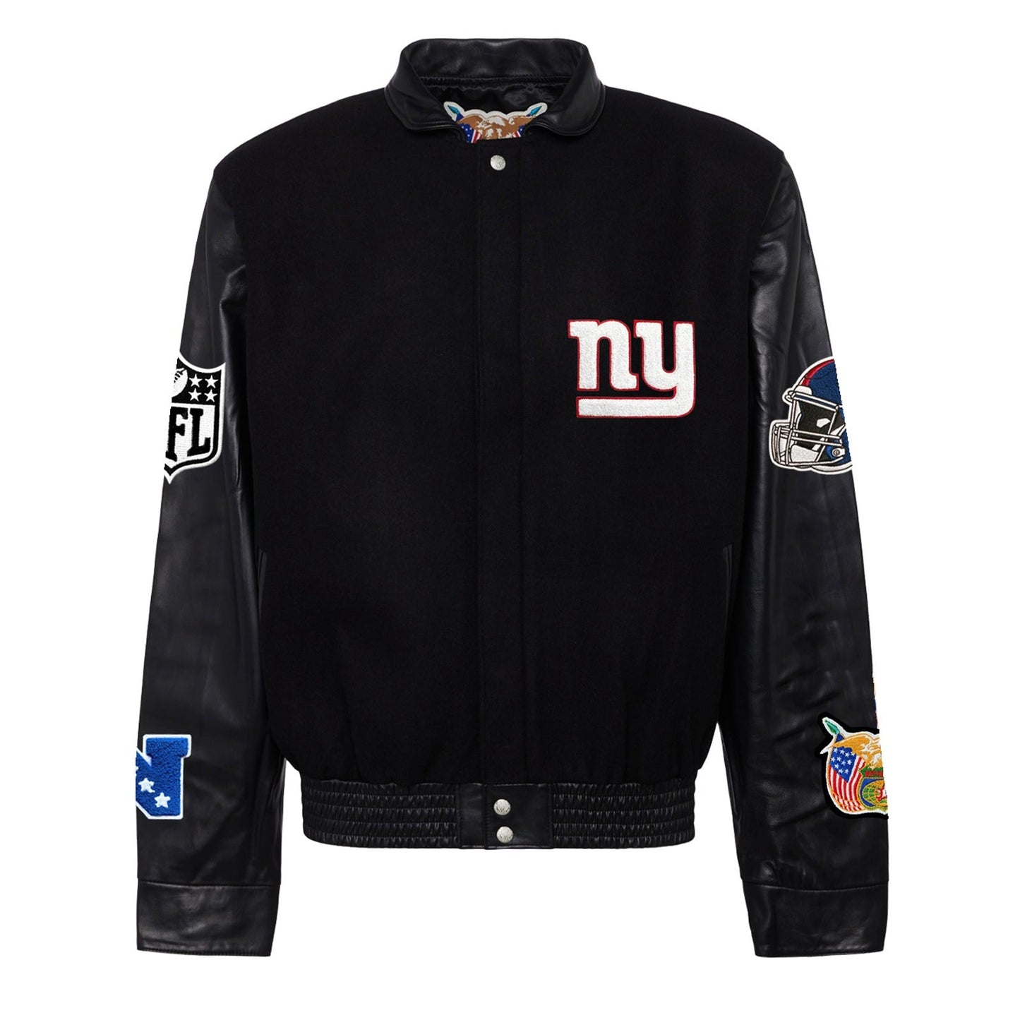 NEW YORK GIANTS WOOL & LEATHER VARSITY JACKET Black/Black