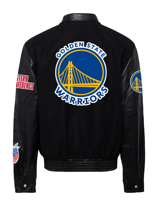 GOLDEN STATE WARRIORS WOOL & LEATHER JACKET Black