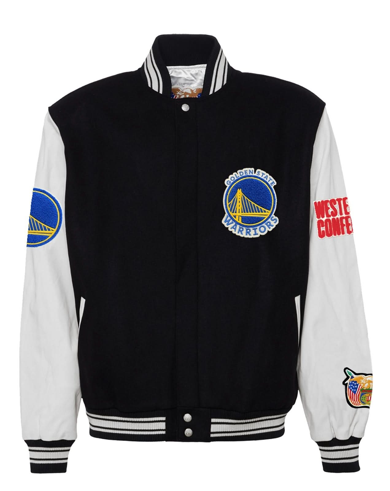 GOLDEN STATE WARRIORS WOOL & LEATHER VARSITY JACKET Black / White