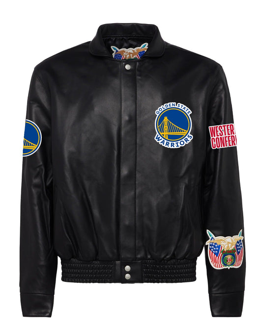 GOLDEN STATE WARRIORS FULL LEATHER JACKET Black hover image