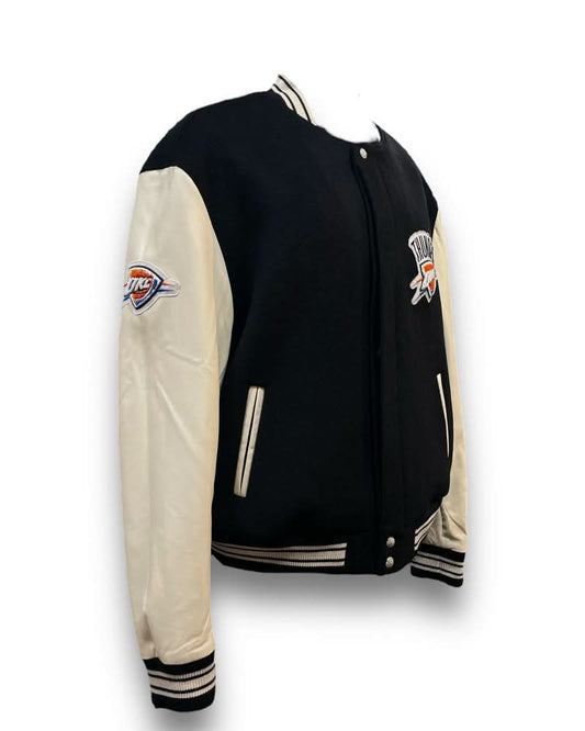 OKLAHOMA CITY THUNDER WOOL & LEATHER VARSITY JACKET Black / White hover image