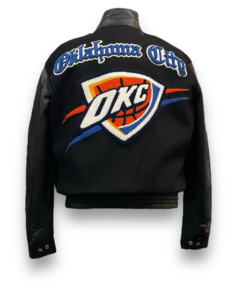 OKLAHOMA CITY THUNDER WOOL & LEATHER OLD ENGLISH VARSITY JACKET Black / Black