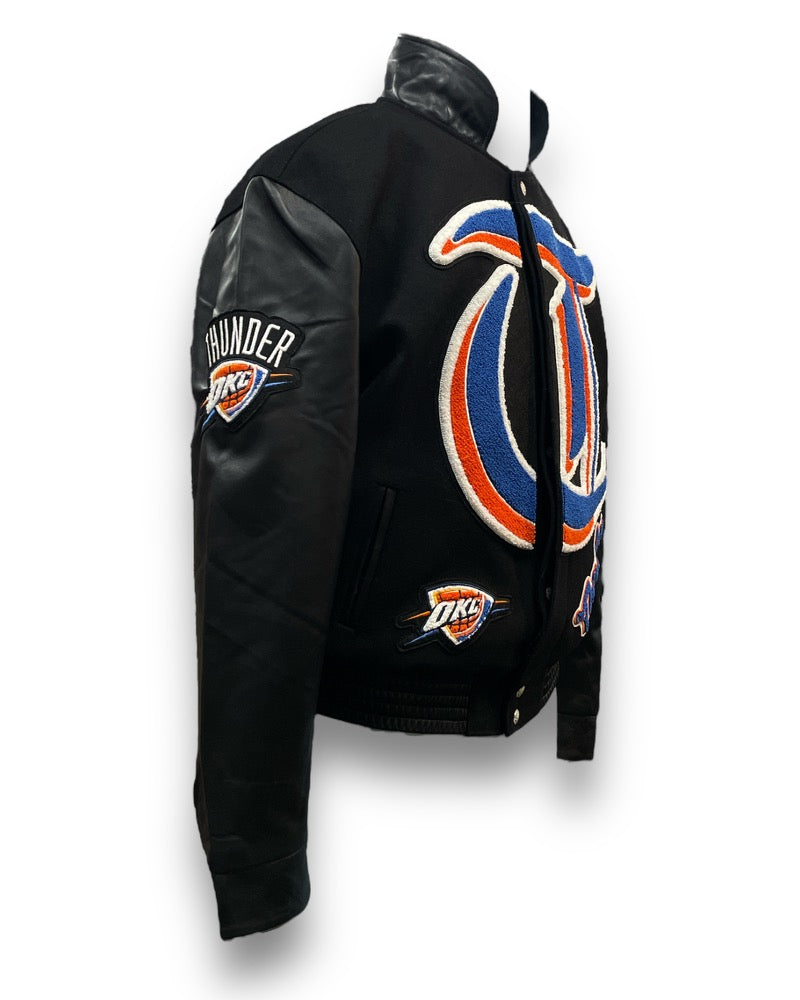 OKLAHOMA CITY THUNDER WOOL & LEATHER OLD ENGLISH VARSITY JACKET Black / Black